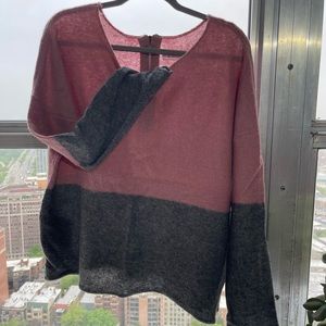 Carve Designs Pink and Grey Two-Tone Wool Blend Sweater